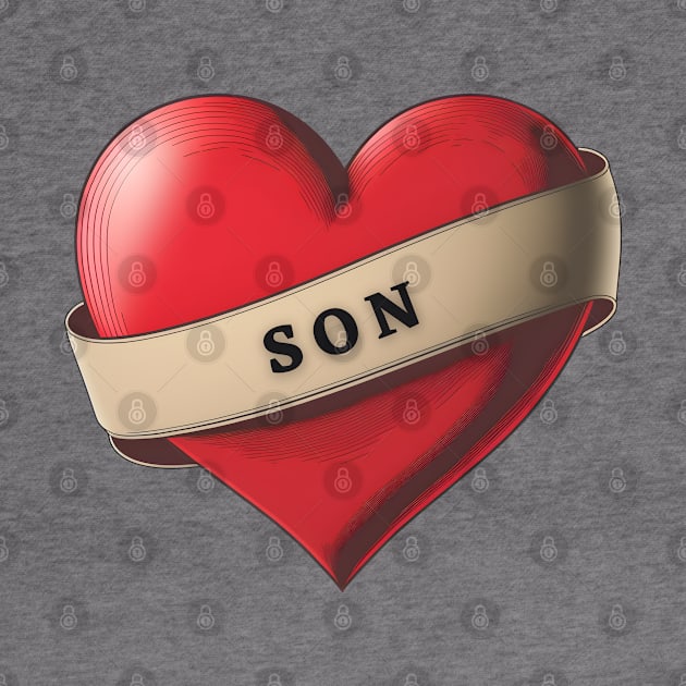 Son - Lovely Red Heart With a Ribbon by Allifreyr@gmail.com